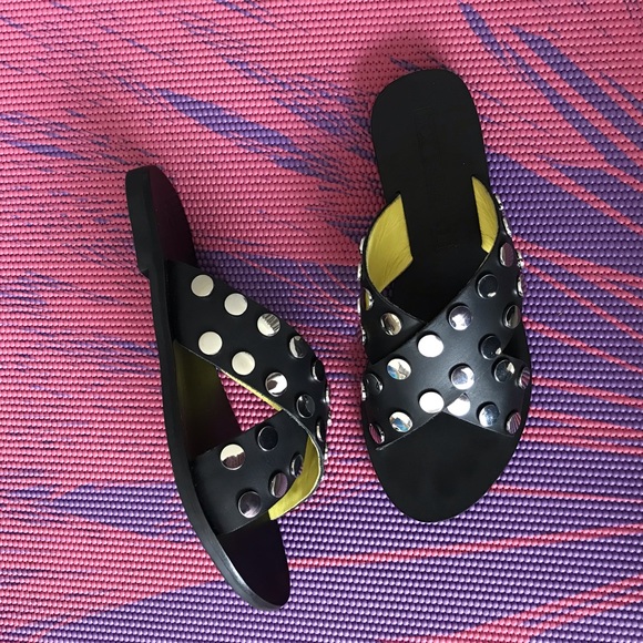 SOL SANA Leather Studded Slide Sandals - Picture 4 of 8